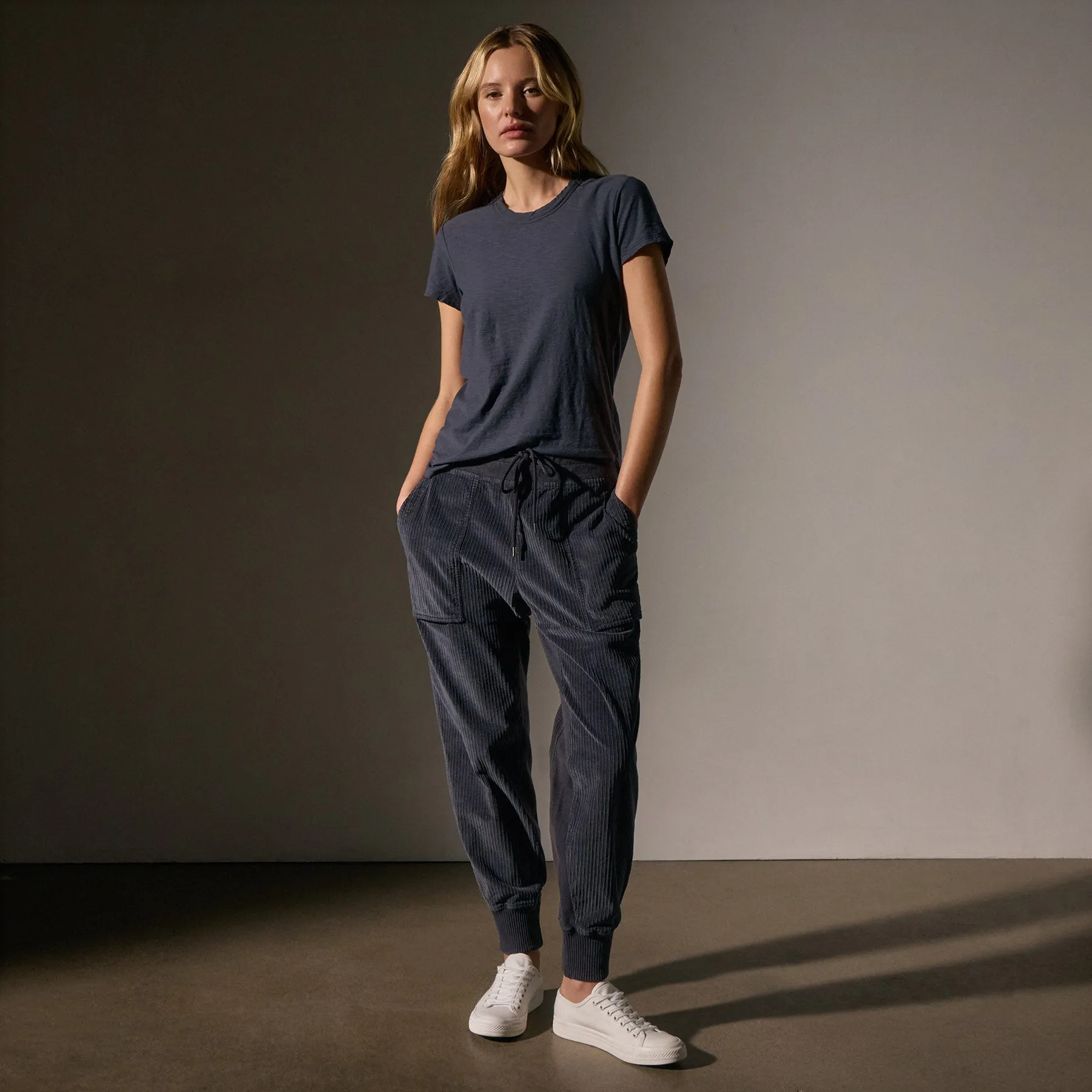 Sheer Slub Crew Neck Tee - Blue Noir