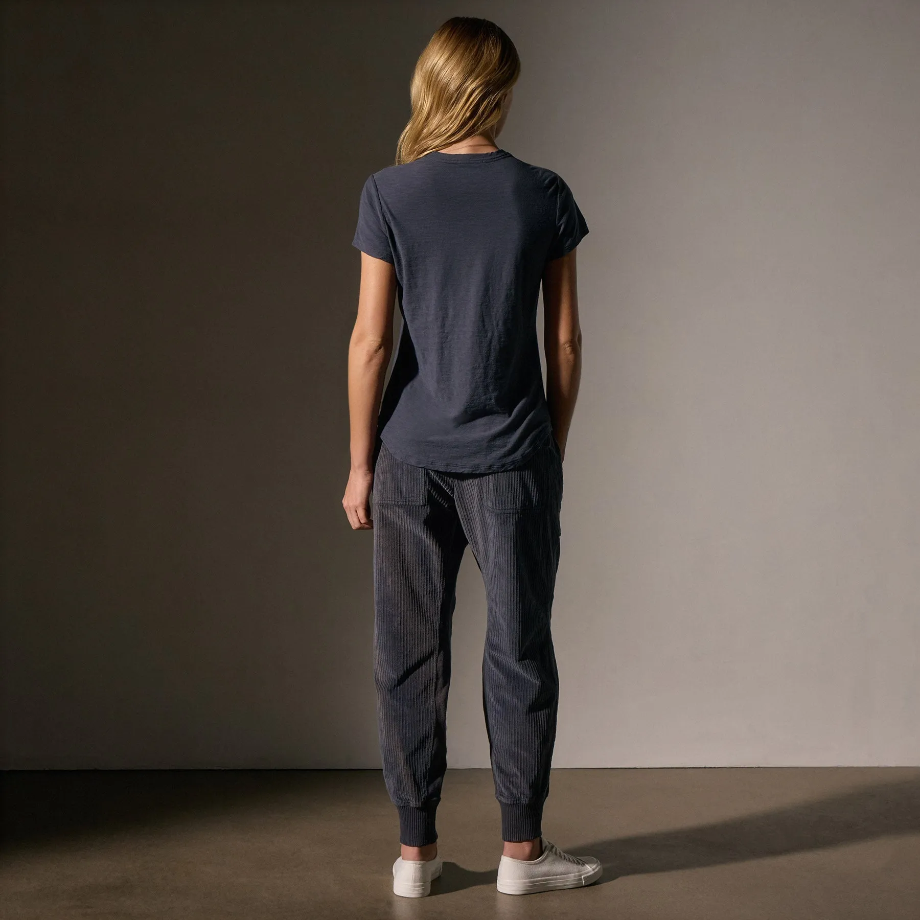 Sheer Slub Crew Neck Tee - Blue Noir