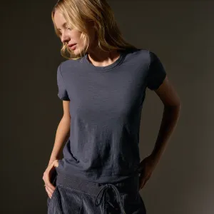 Sheer Slub Crew Neck Tee - Blue Noir