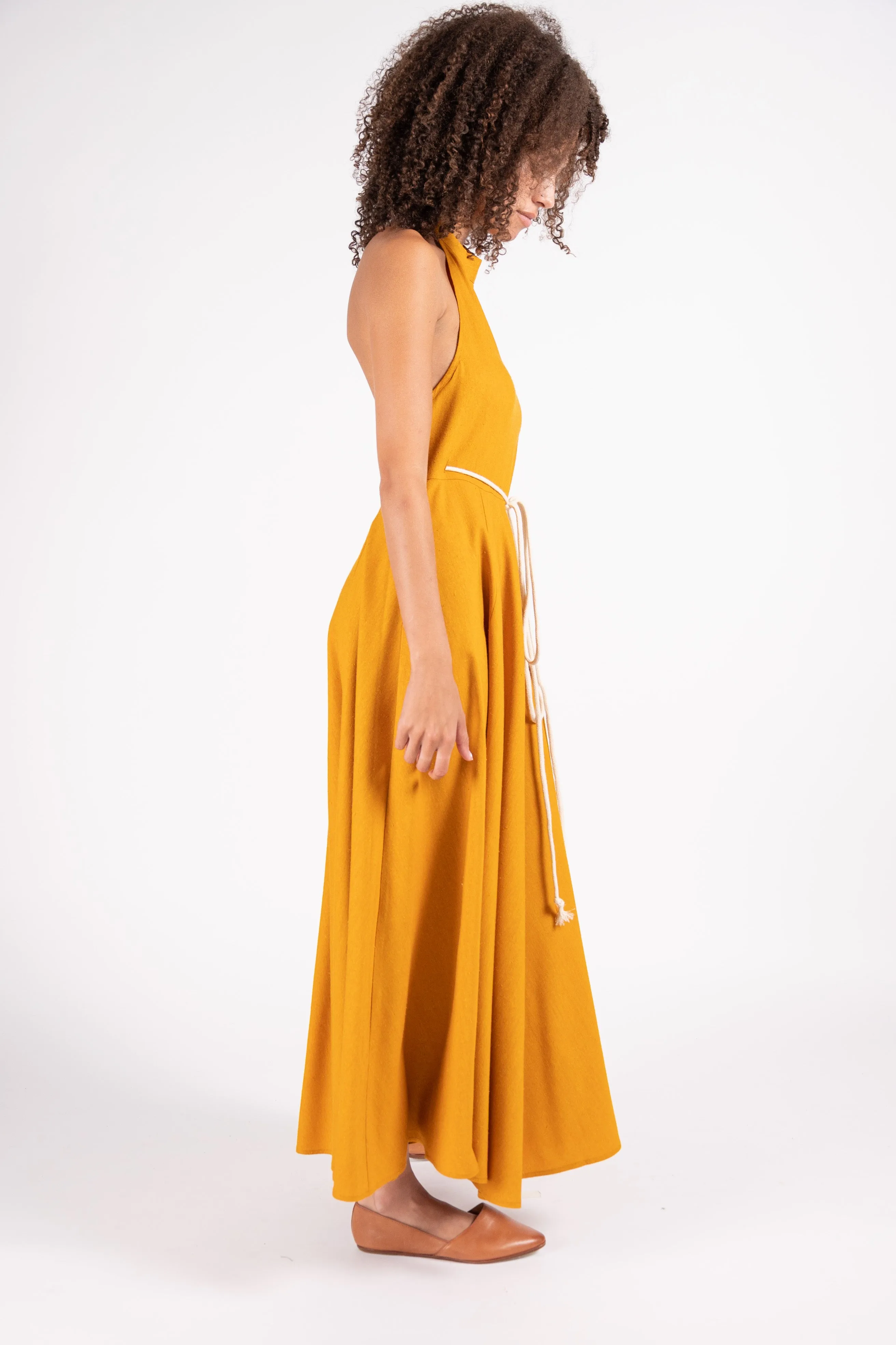 Shore dress in wild silk and wool