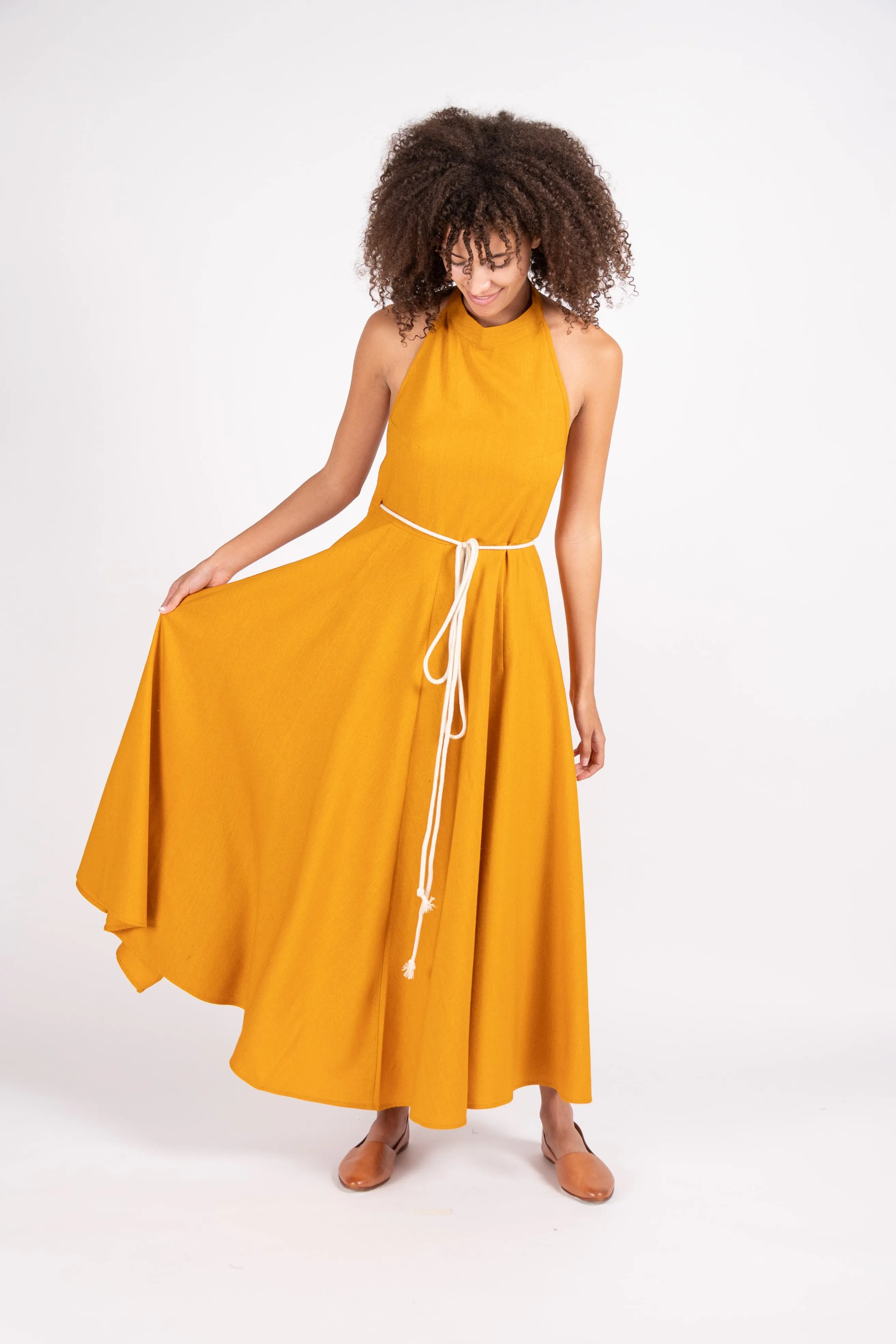 Shore dress in wild silk and wool
