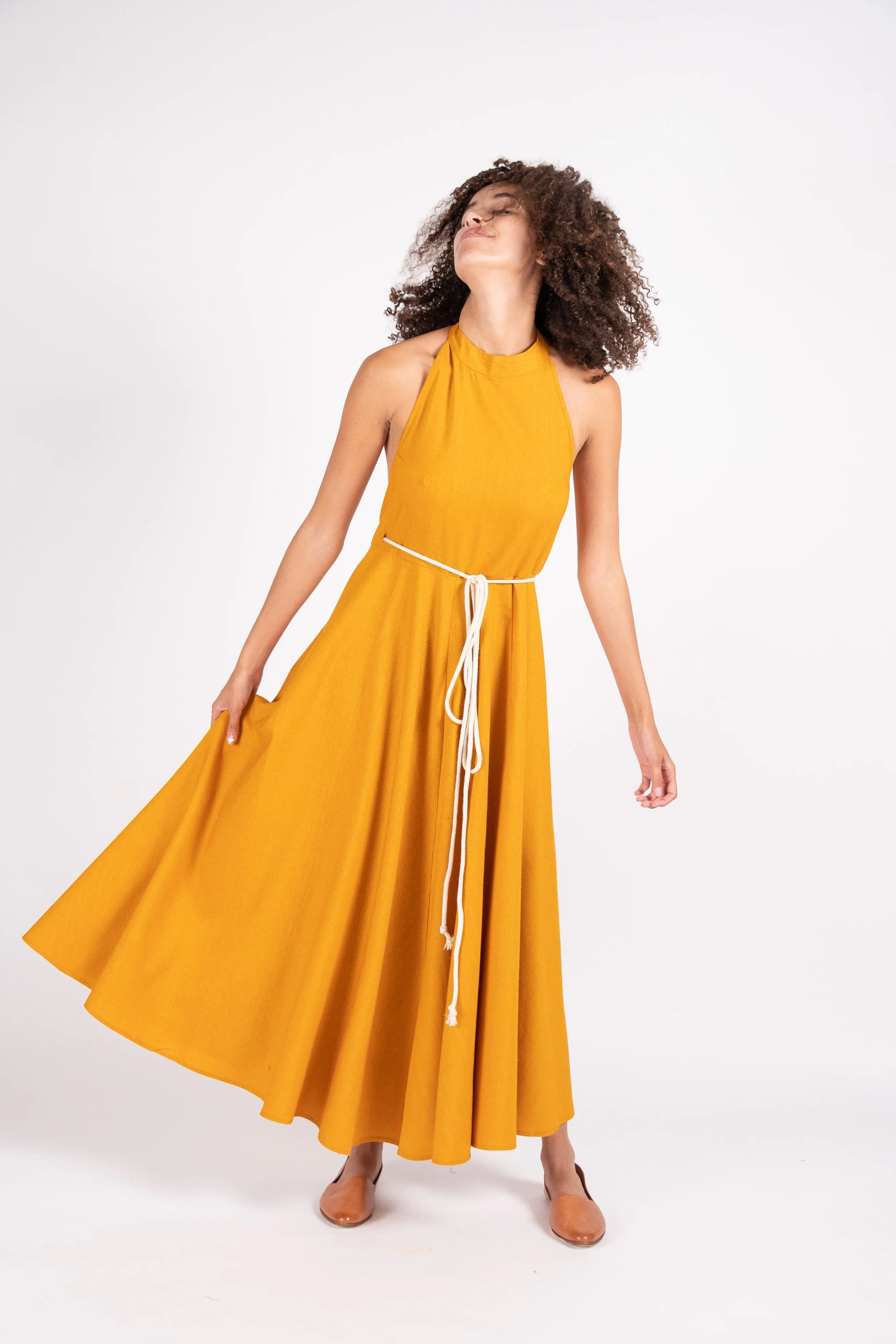 Shore dress in wild silk and wool