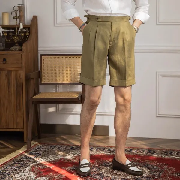 Sidetab Linen Shorts