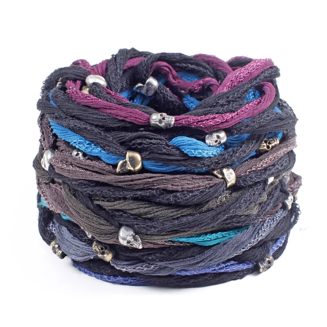 Silk & Skull Wrap Bracelet