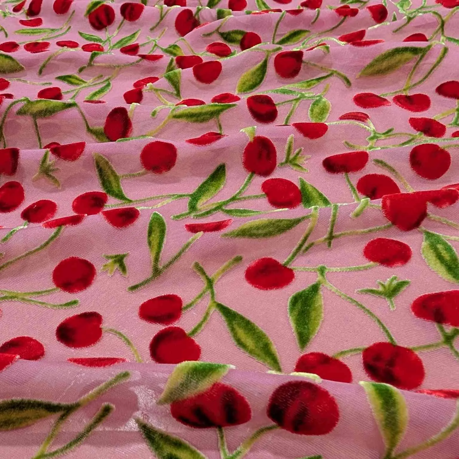 Silk Burnout Velvet, Cherries