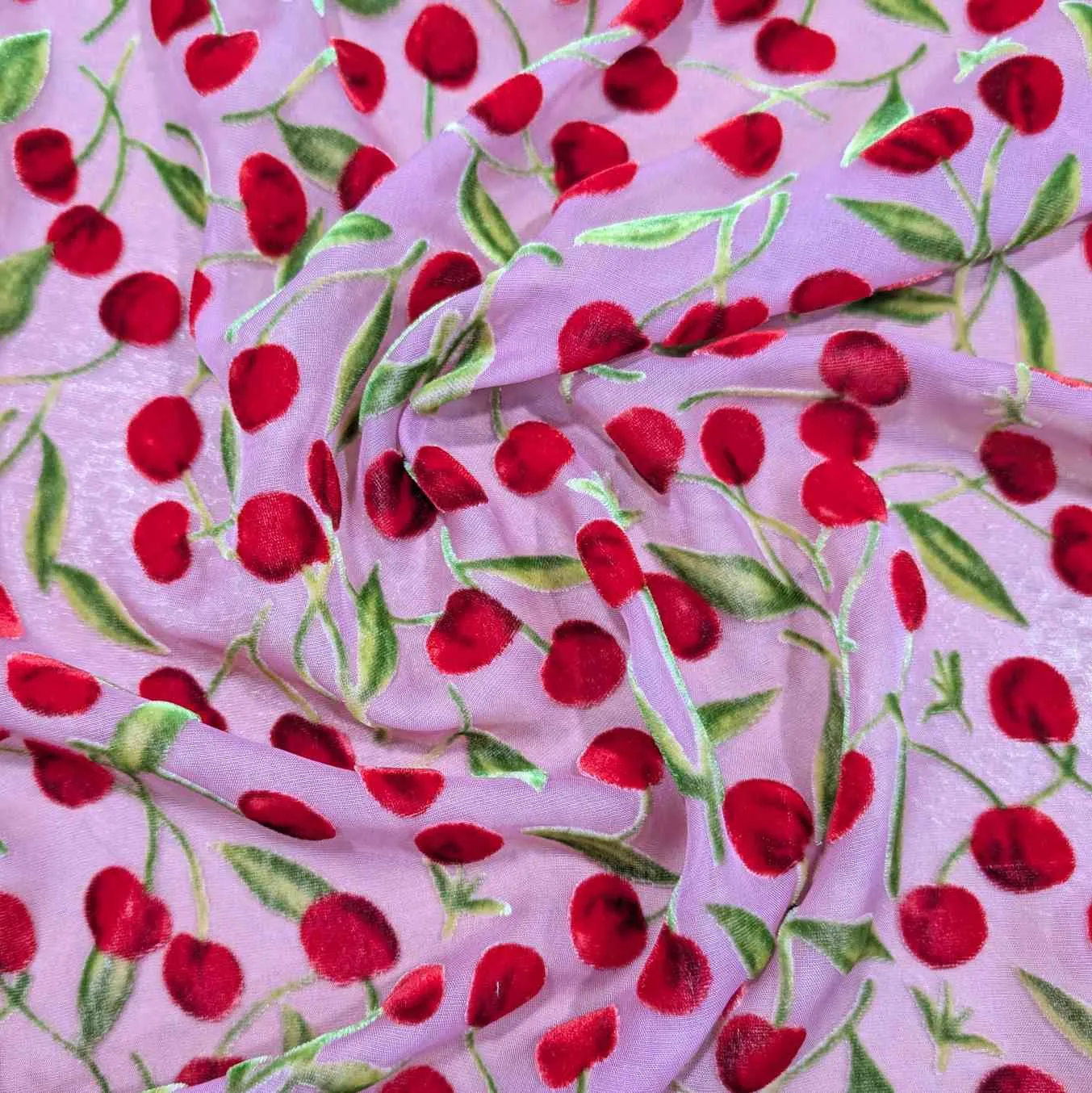 Silk Burnout Velvet, Cherries