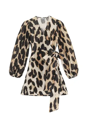 Silk Linen Wrap Dress (Maxi Leopard)