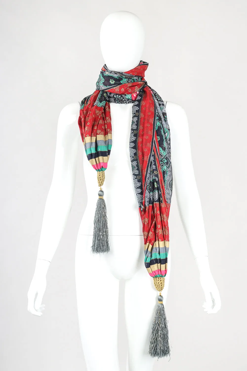 Silk Paisley Tassel Scarf Wrap