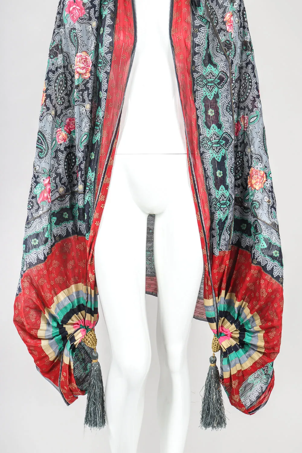 Silk Paisley Tassel Scarf Wrap