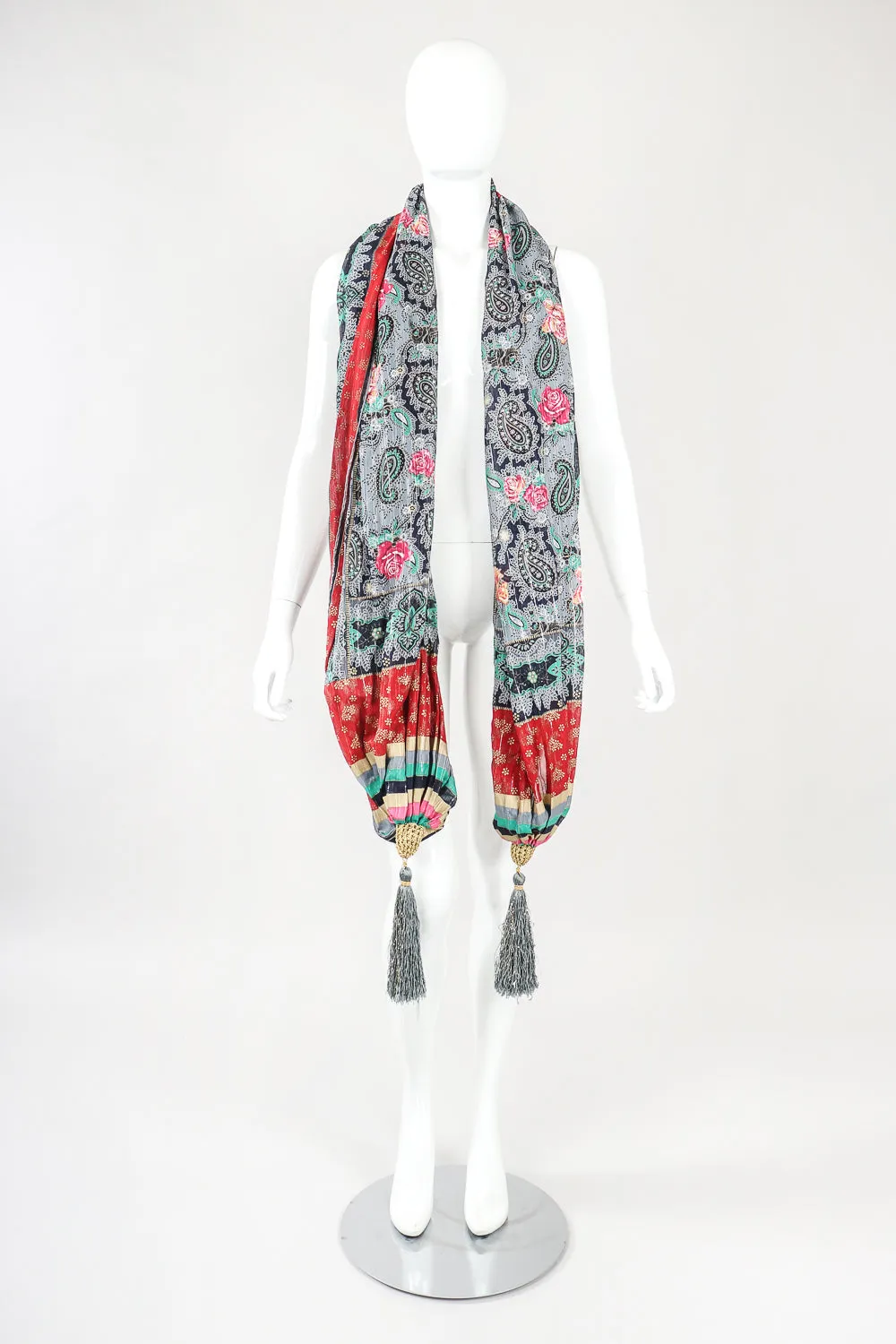 Silk Paisley Tassel Scarf Wrap