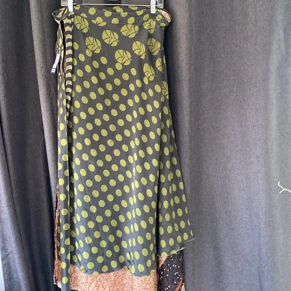 Silk sari wrap skirt
