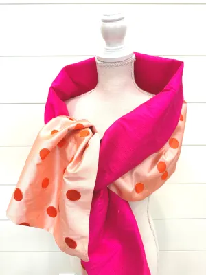Silk Wrap in Pink w Orange Dot (LW109)