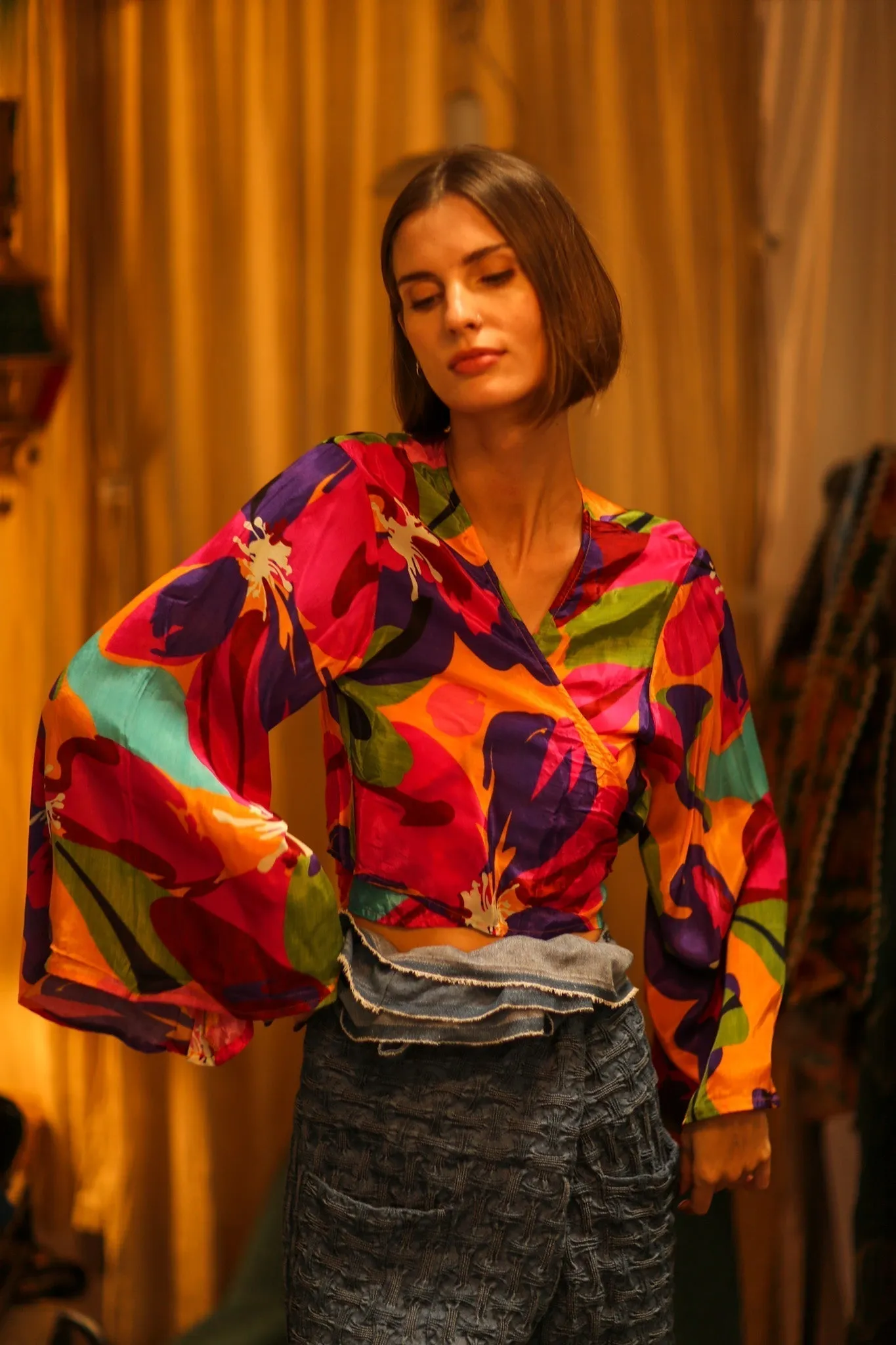 SILK WRAP TOP AURELIA COLORFUL LADY