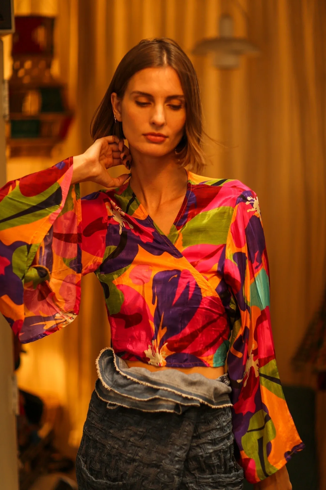SILK WRAP TOP AURELIA COLORFUL LADY