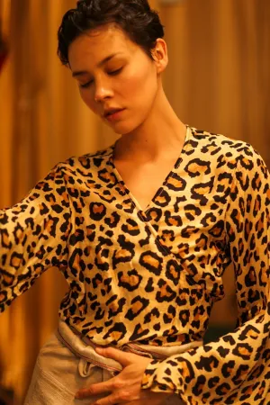 SILK WRAP TOP AURELIA LIGHT LEOPARD