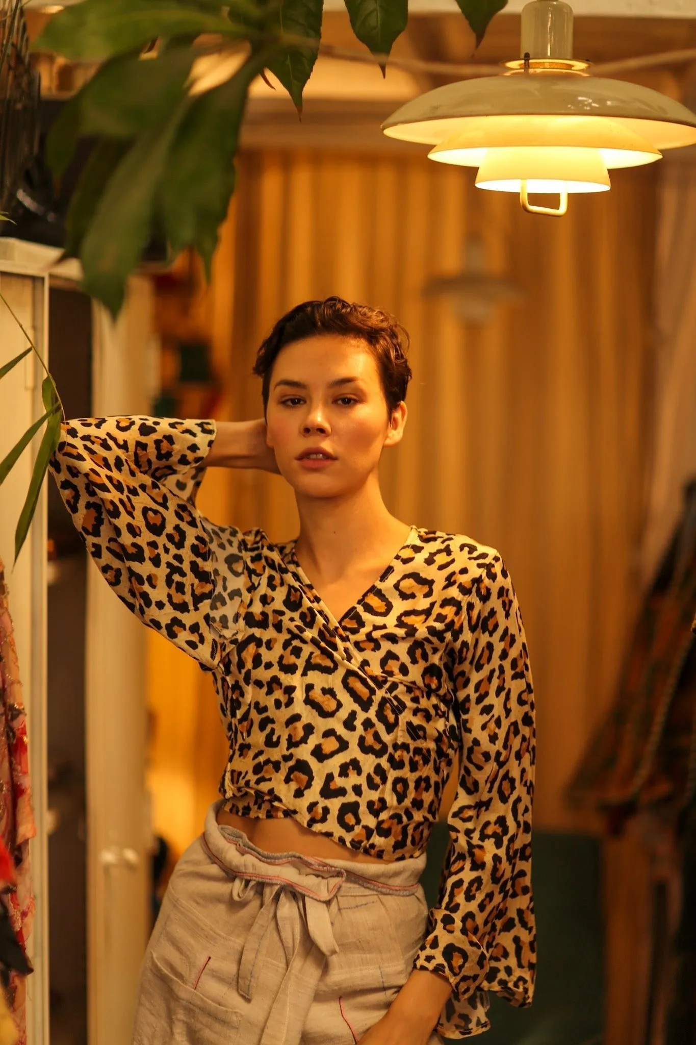 SILK WRAP TOP AURELIA LIGHT LEOPARD