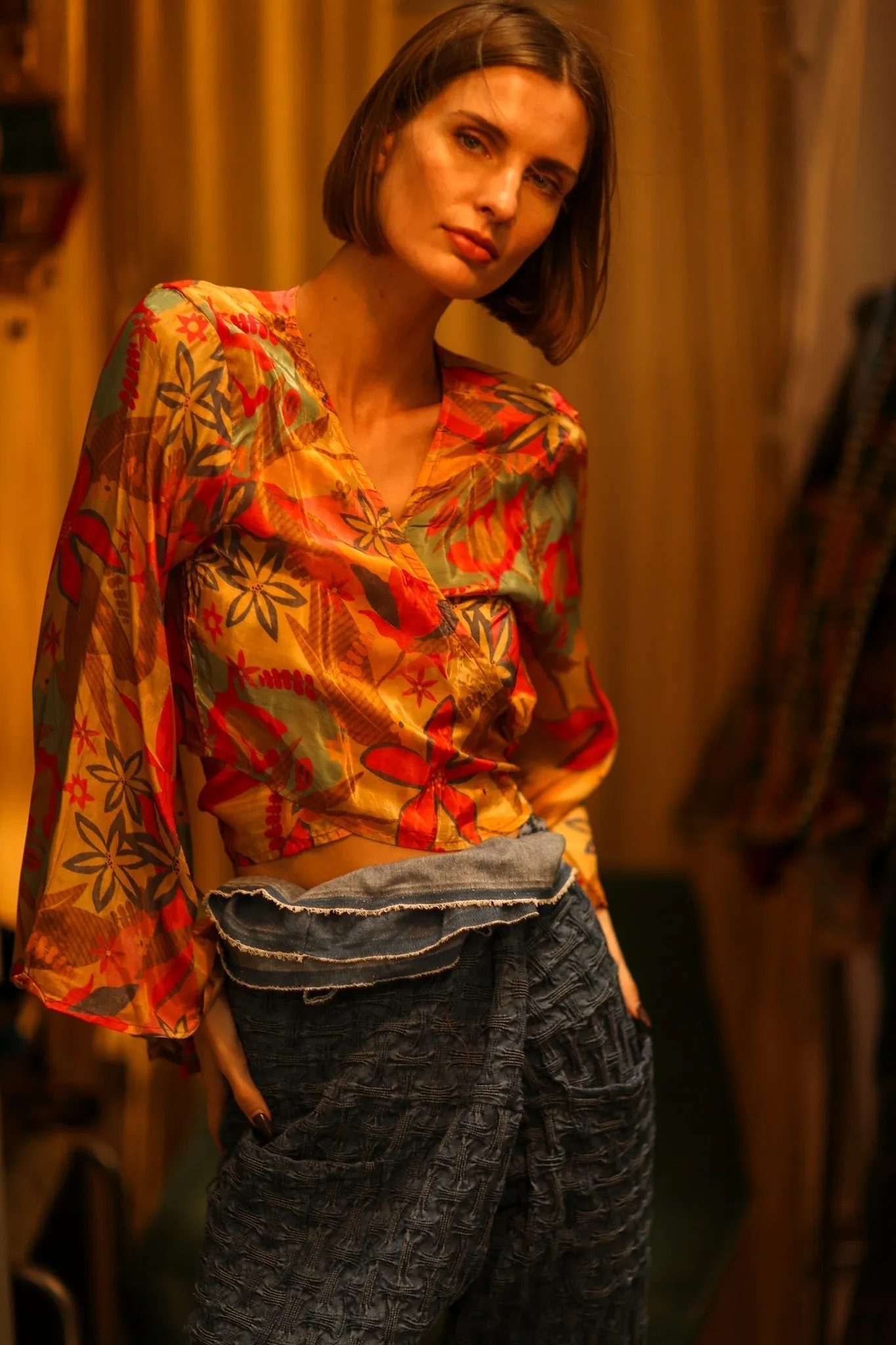 SILK WRAP TOP AURELIA LITTLE FLOWER
