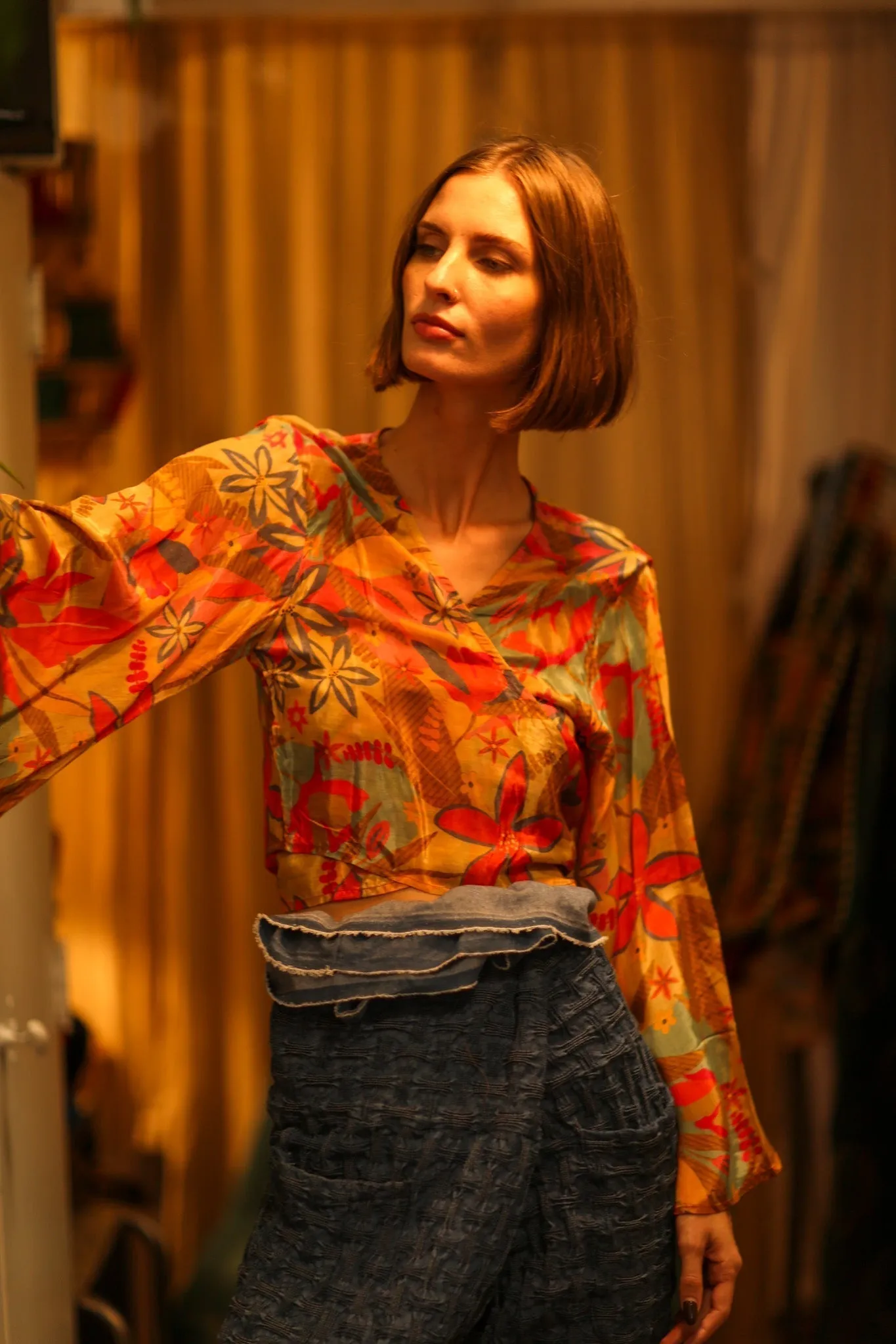 SILK WRAP TOP AURELIA LITTLE FLOWER