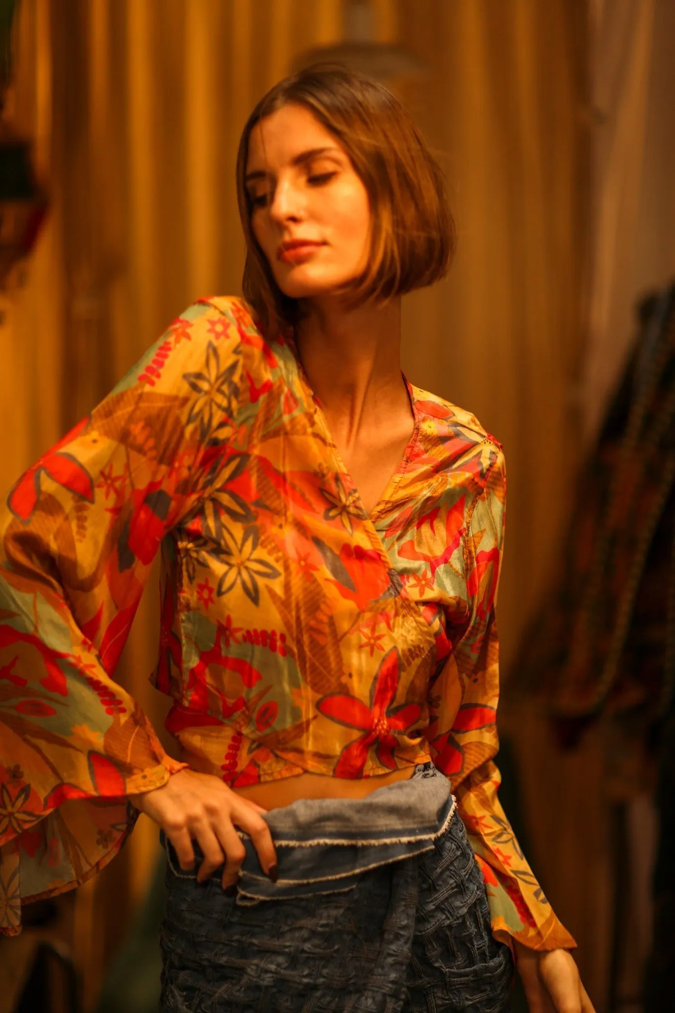 SILK WRAP TOP AURELIA LITTLE FLOWER