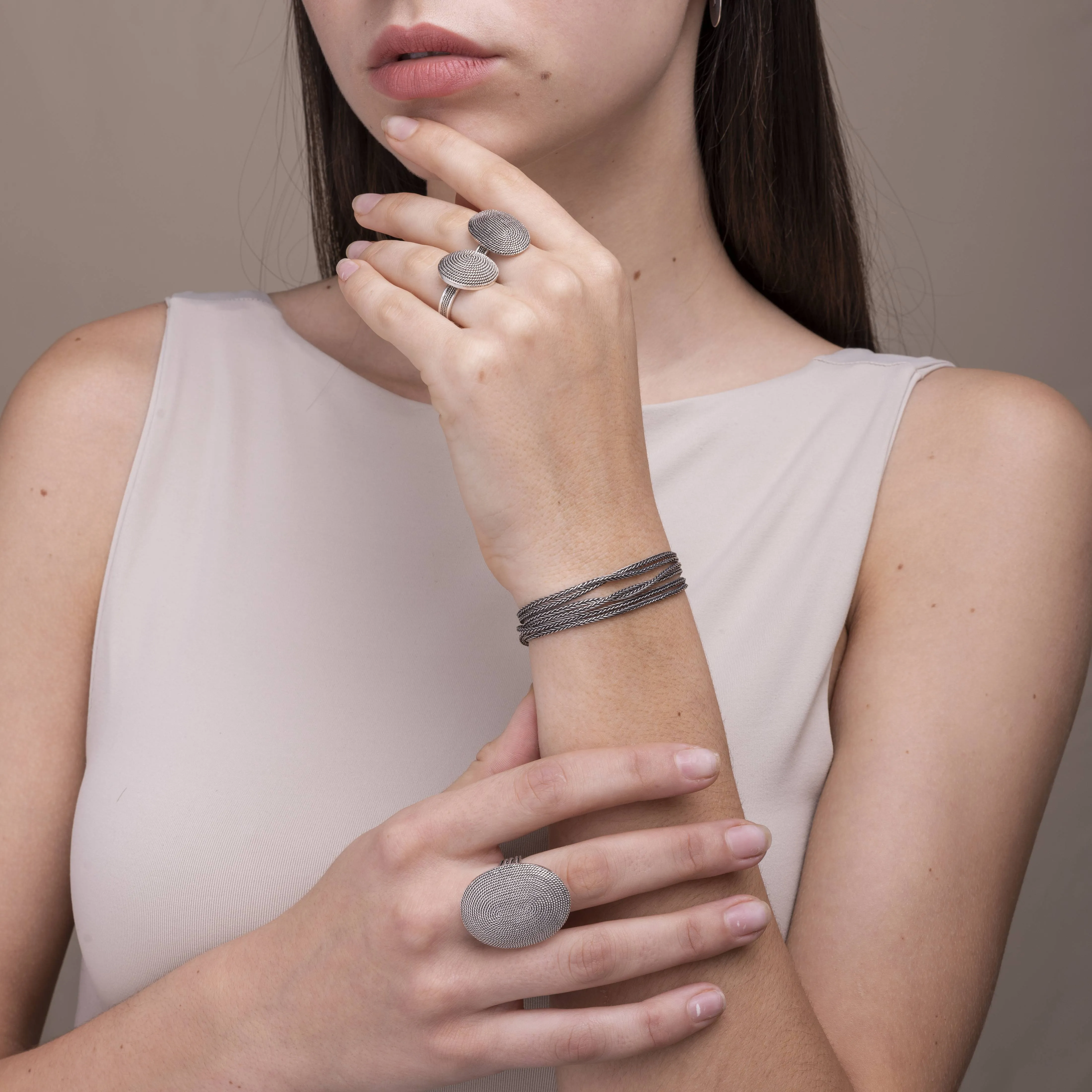 Silver Wrap-Around Bracelet (dark)