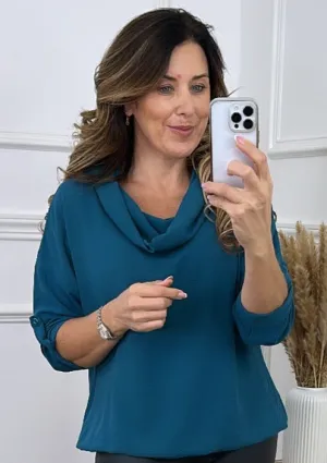 Silvy Teal Snood Neck Tunic
