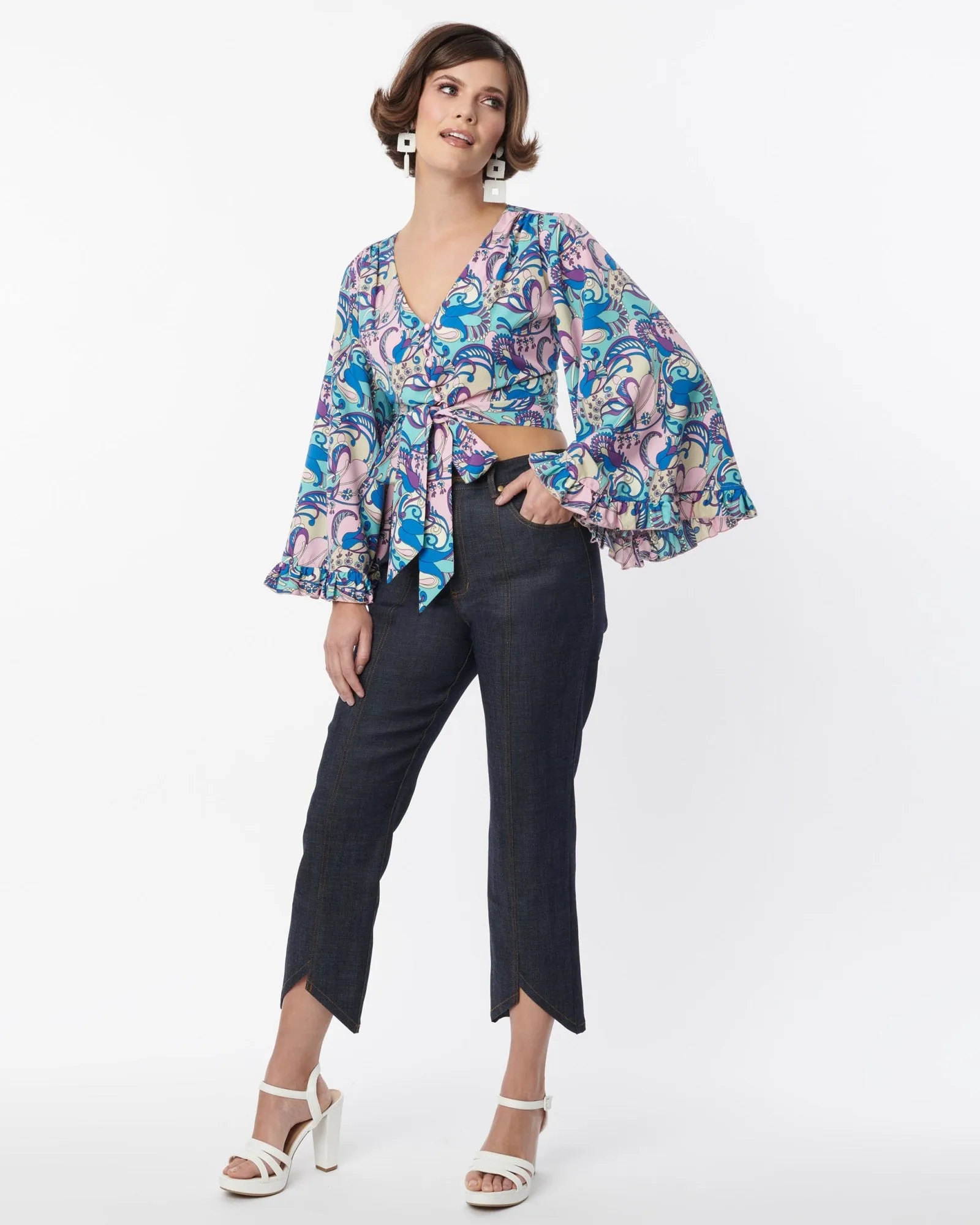 Smak Parlour Dark Denim Notched Capri Jeans | Blue, Black