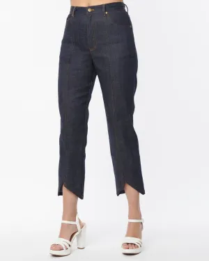 Smak Parlour Dark Denim Notched Capri Jeans | Blue, Black