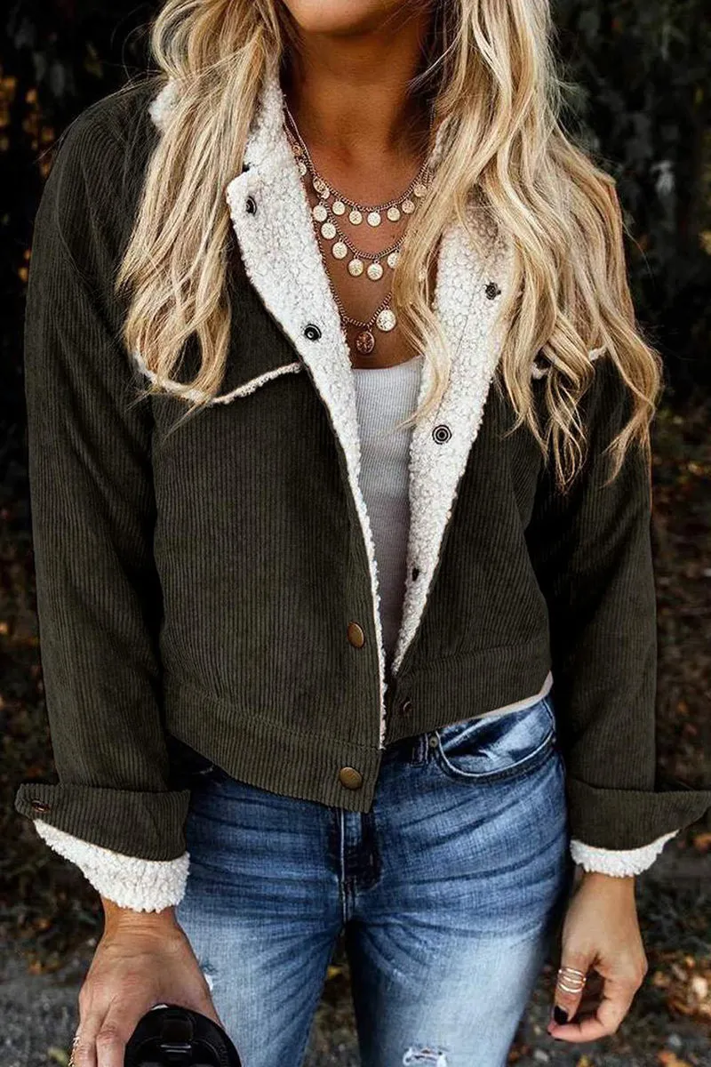 Solid Patchwork Turndown Collar Outerwear(3 Colors)
