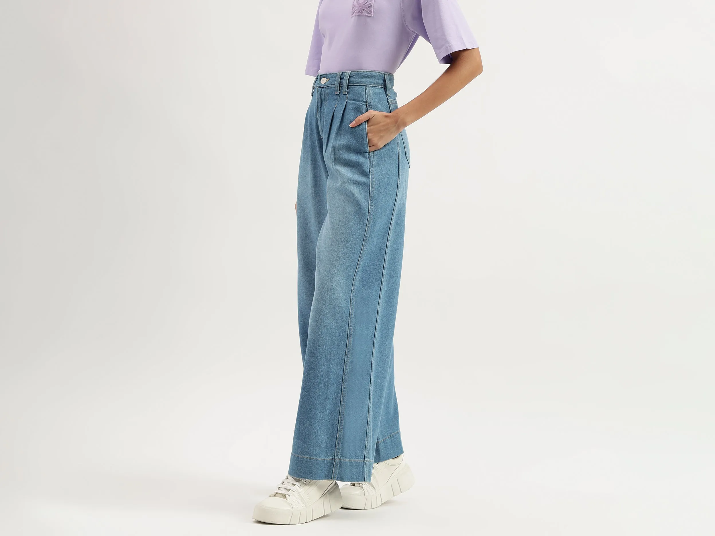 Solid Wide Leg Trousers