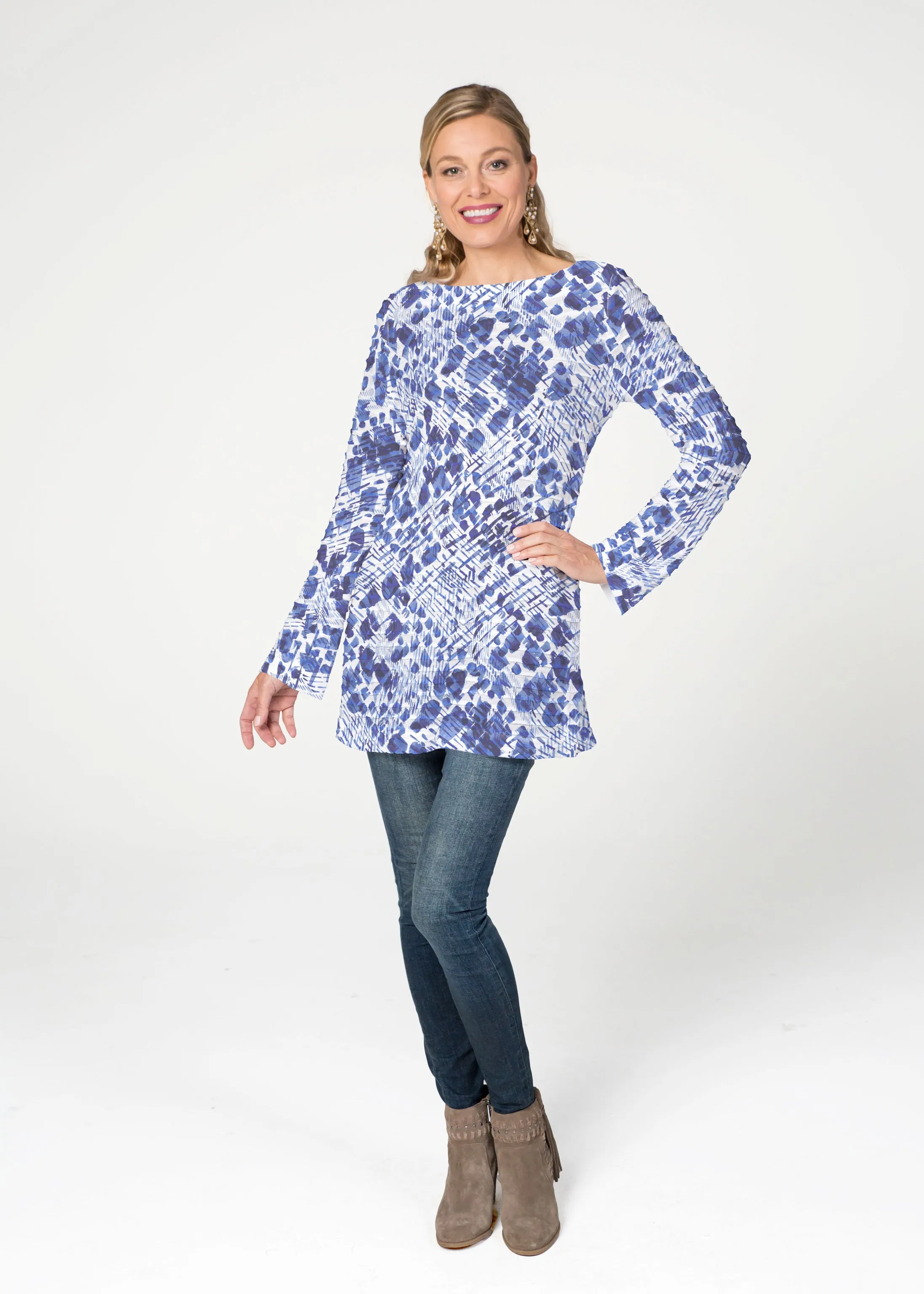 Sophia (8056) ~ Banded Boatneck Tunic