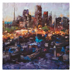 South Beach Harbor, 25.5-inch Square Italian Silk Scarf