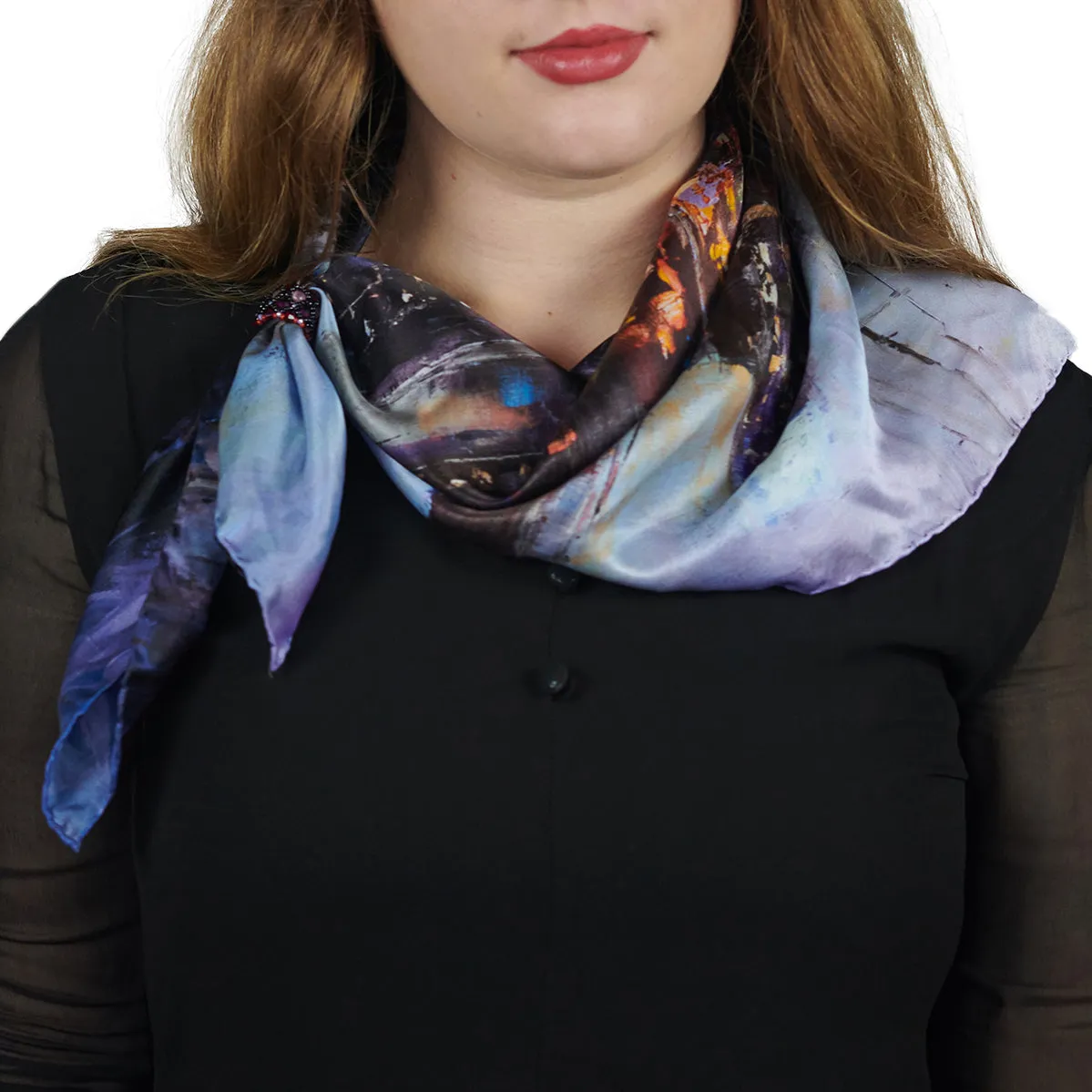 South Beach Harbor, 25.5-inch Square Italian Silk Scarf