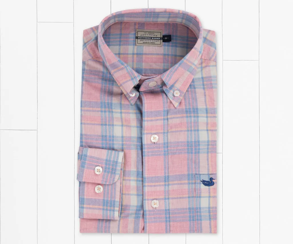 Southern Marsh Potomac Relaxed Plaid Dress Shirt- Coral and Lilac
