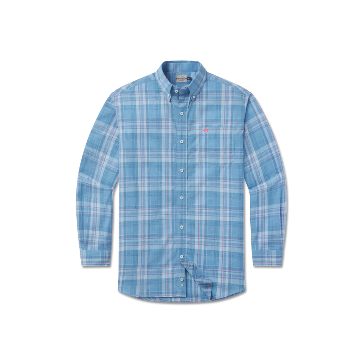 Southern Marsh Potomac Relaxed Plaid Dress Shirt- Coral and Lilac