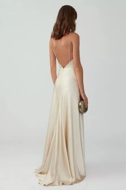 Spaghetti Straps Low Back Prom Gown for Women