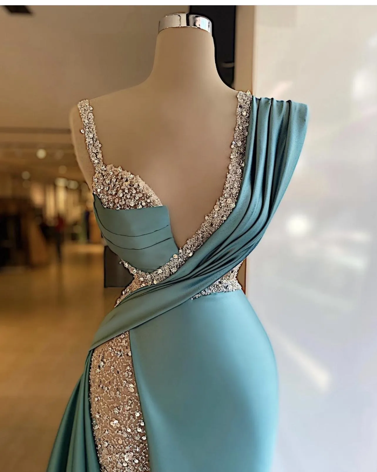 Sparkly Sequined Split Mermaid Evening Dresses Crystal Long Formal Prom Gowns Custom Made Plus Size Pageant Wear Party Dress,DS4579