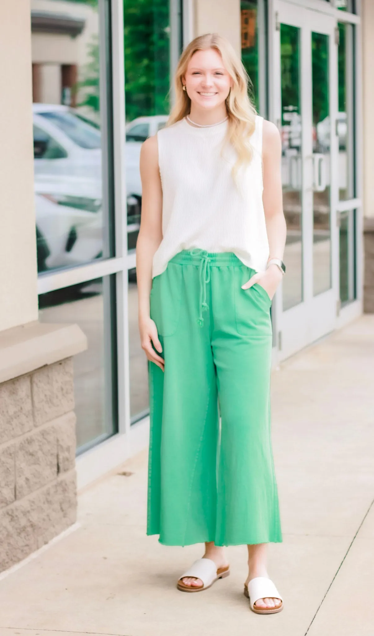 Speak Now Wide Leg Pants in Evergreen