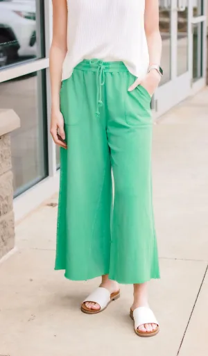 Speak Now Wide Leg Pants in Evergreen