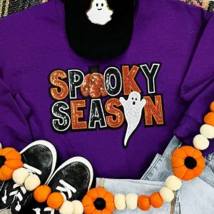 Spooky Season Sequin Patch Purple Sweatshirt