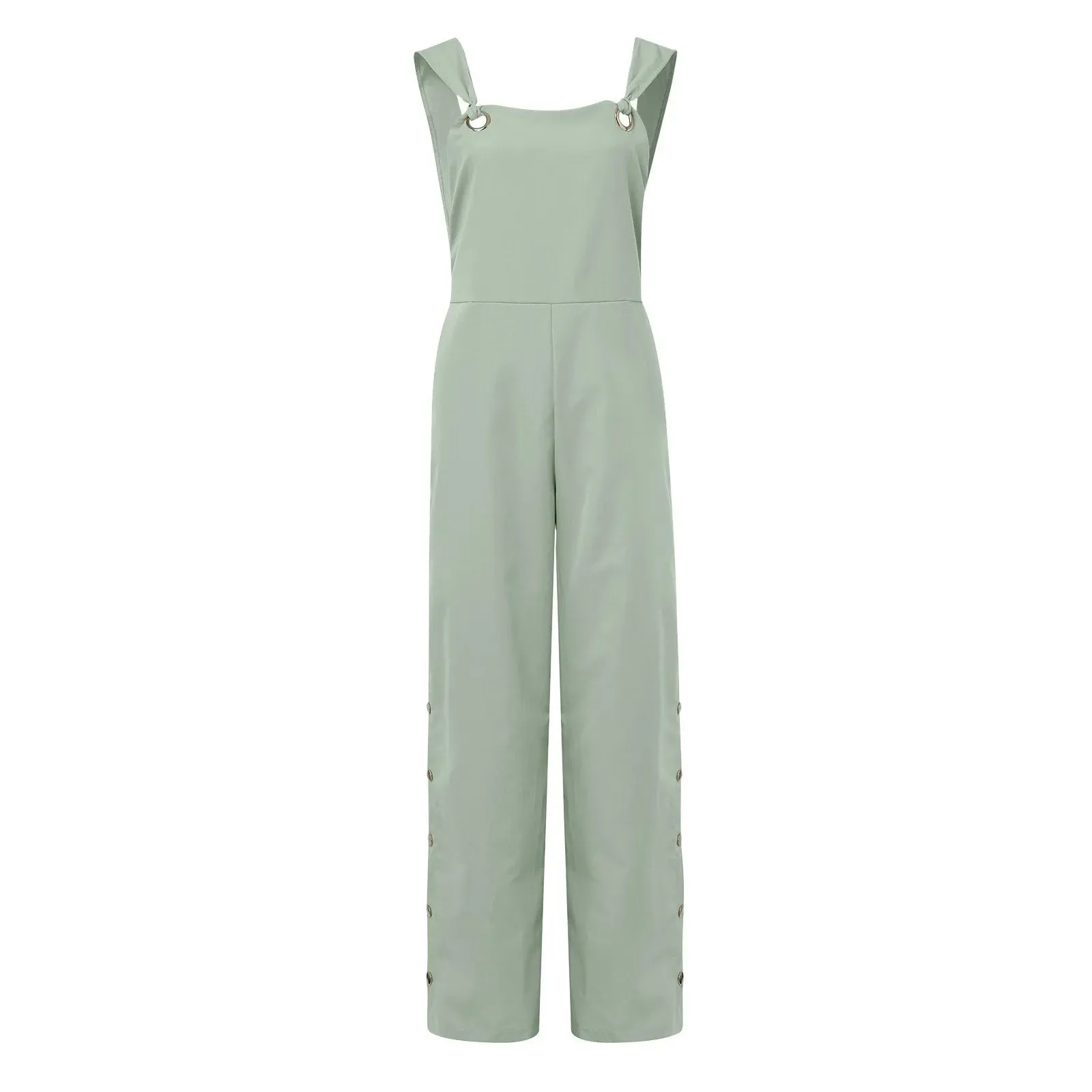 Sports Jumpsuit Woman Gym Women's Summer Sleeveless Twisted Knot Cotton Strappy Pants Button Openings Loose Long Pants