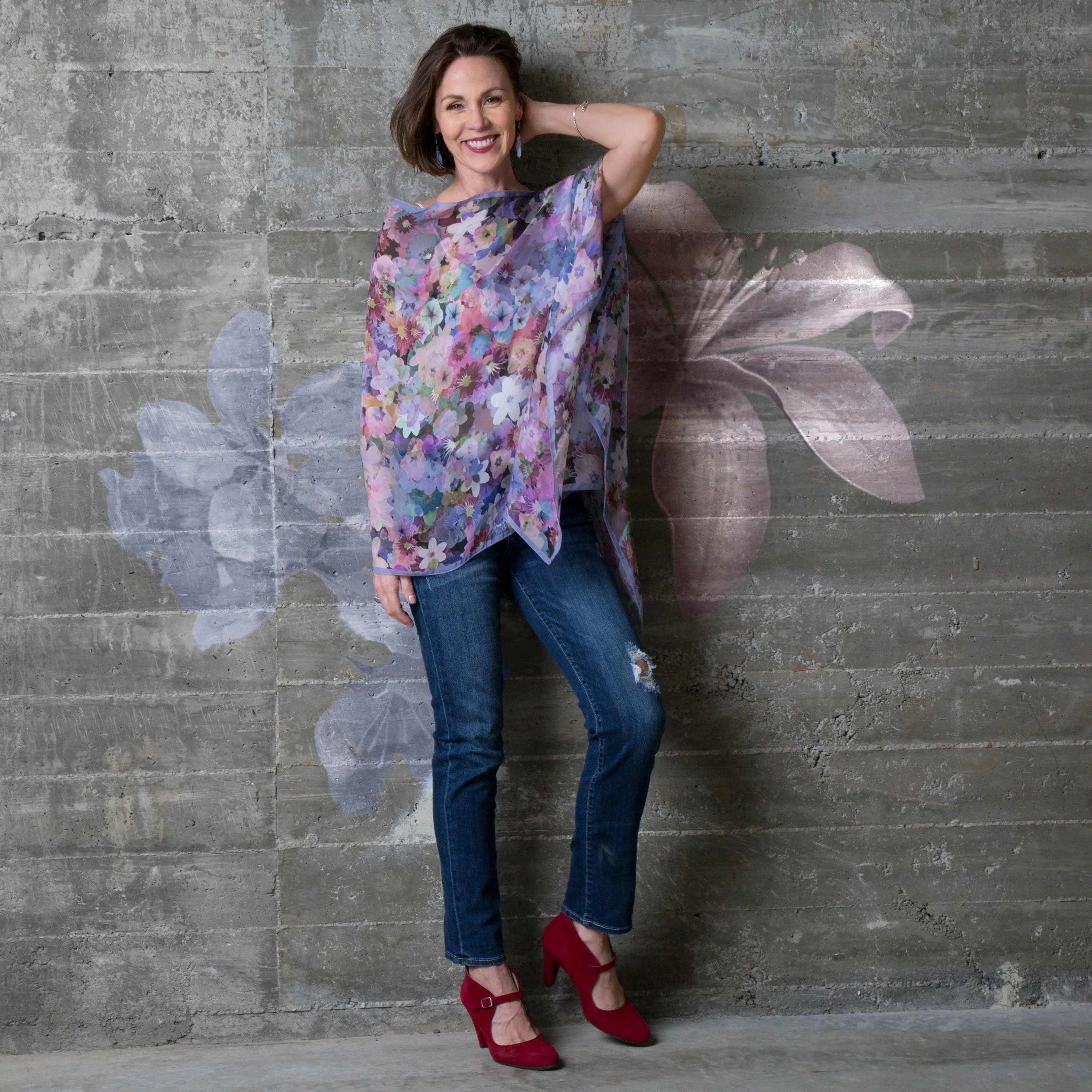 Springtime Silk Chiffon Scarf Wrap