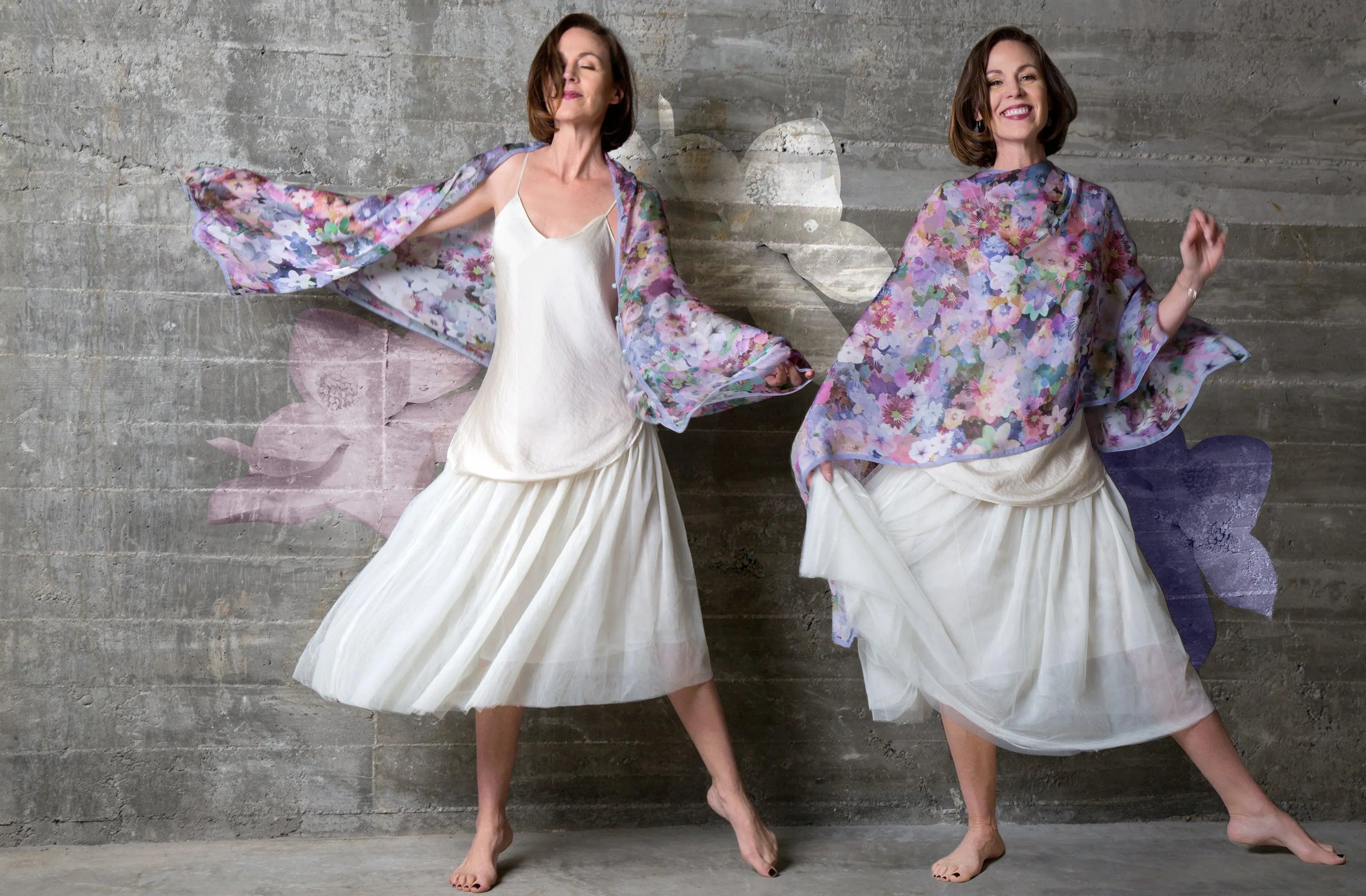 Springtime Silk Chiffon Scarf Wrap