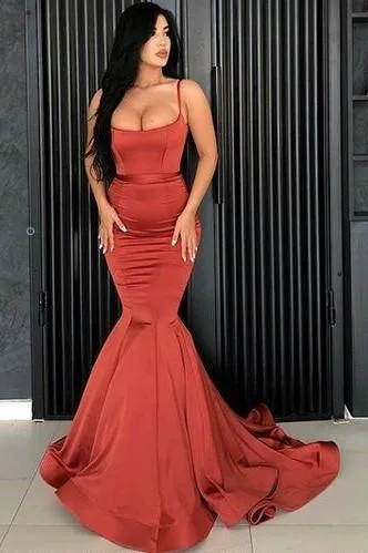 Square Neckline Mermaid Prom Dress with Double Straps