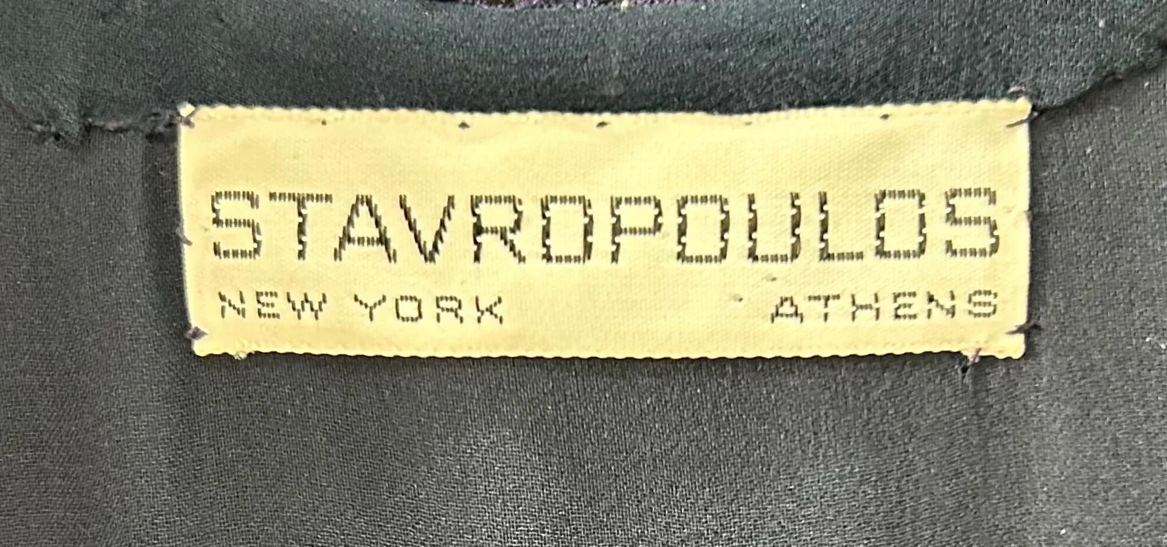 Stavropoulos Classic Navy Silk Crepe Gown with Gold Metallic Embroidery