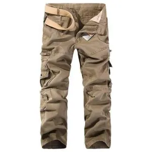 String Embroidered Multi Pockets Cargo Pants - Earthy 33