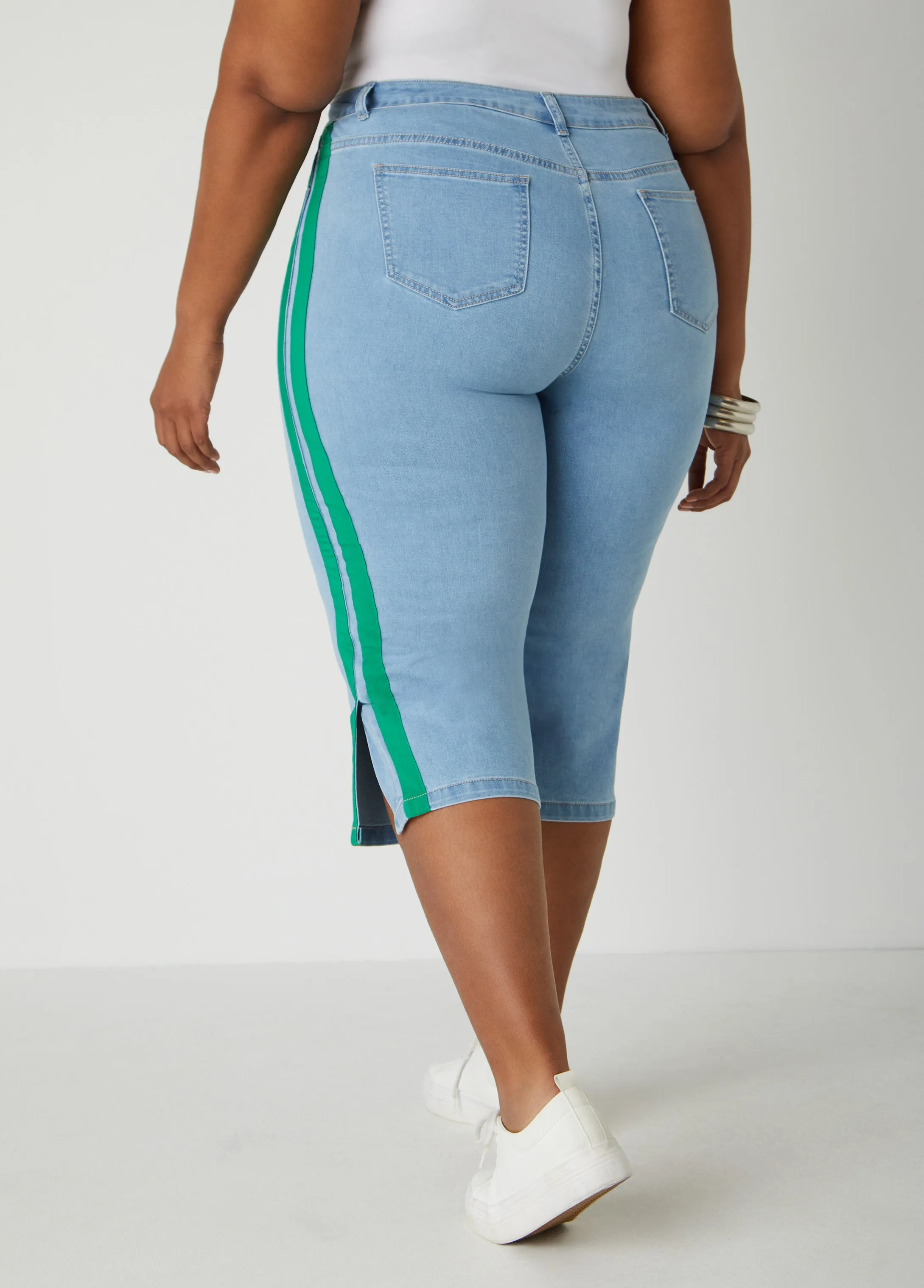 Striped Denim Capris