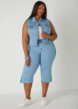 Striped Denim Capris