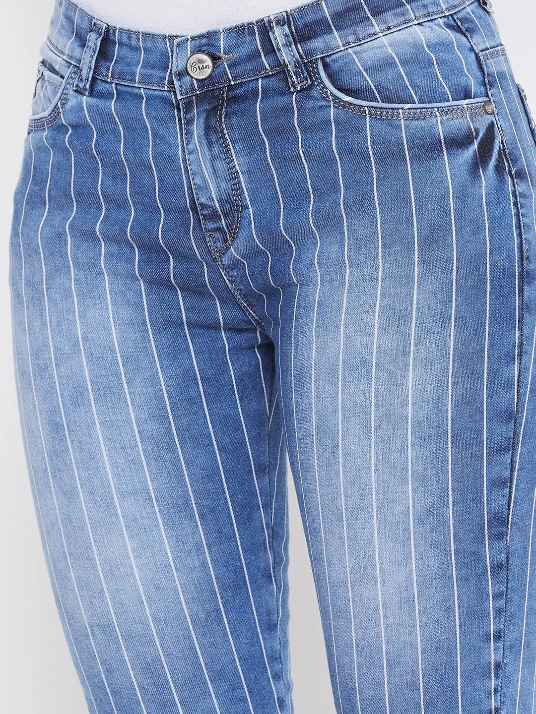 Striped Denim Capris