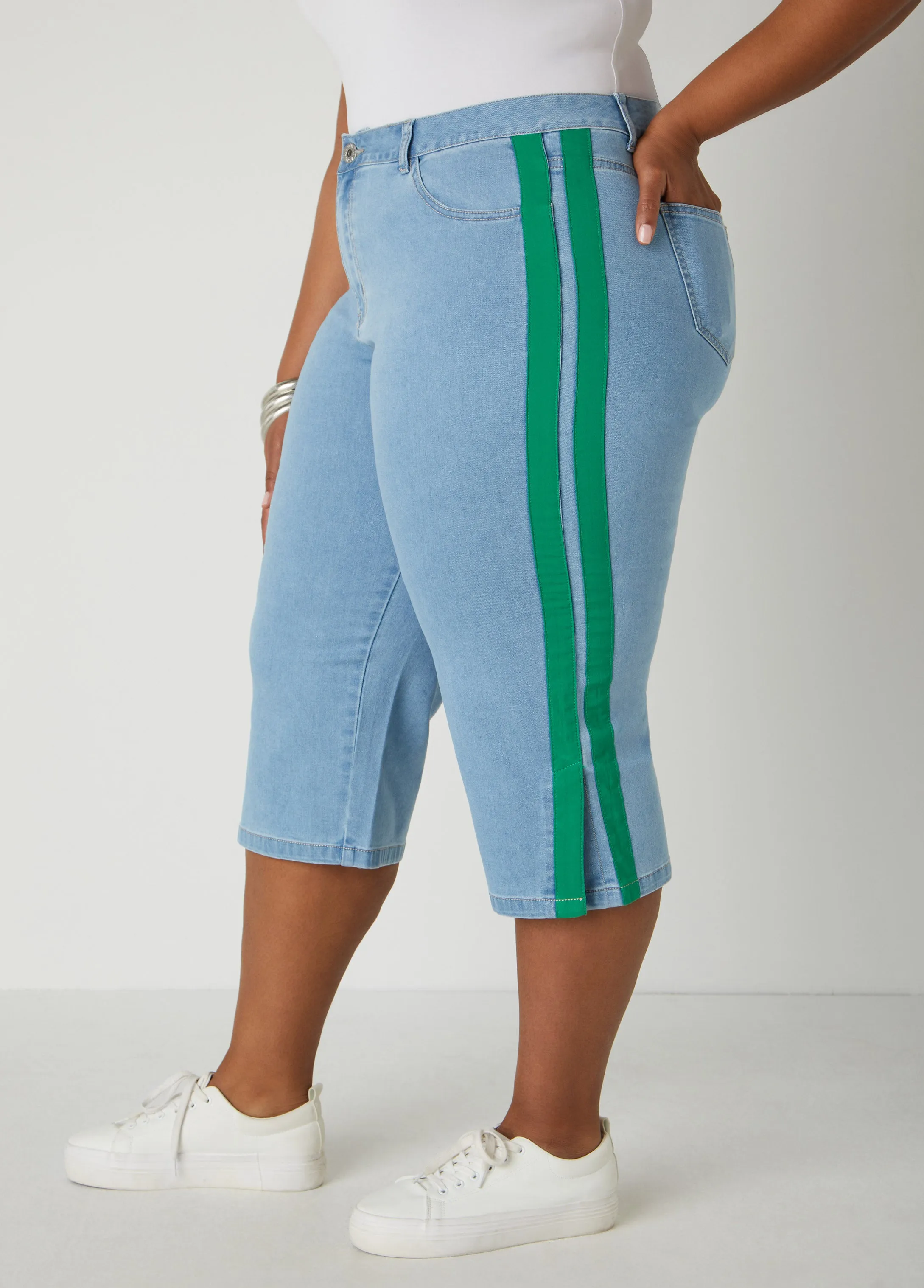 Striped Denim Capris