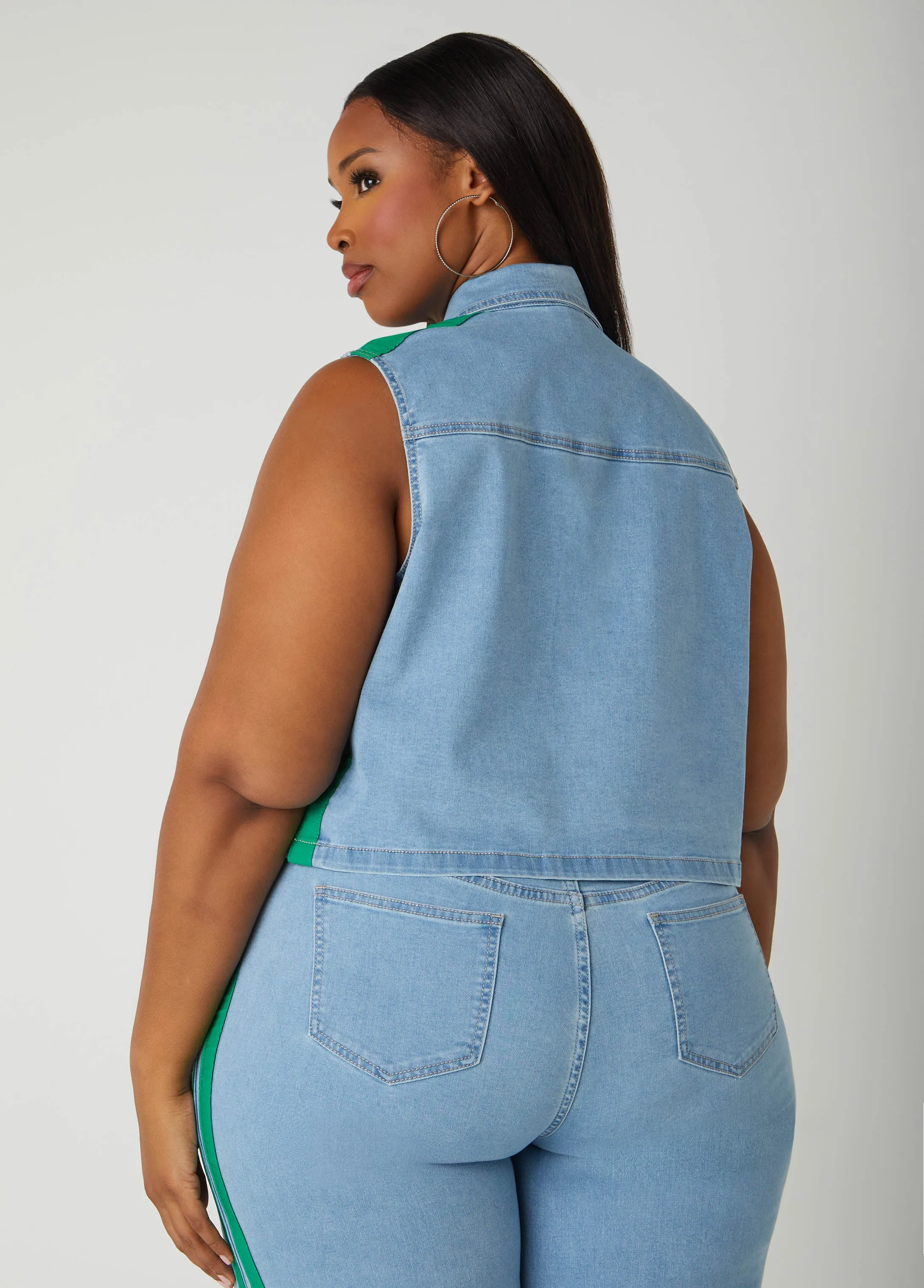 Striped Denim Vest